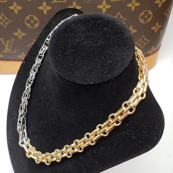 2 Tone Silver and Gold Plated Necklace and Bracelet - Picture 9 of 16